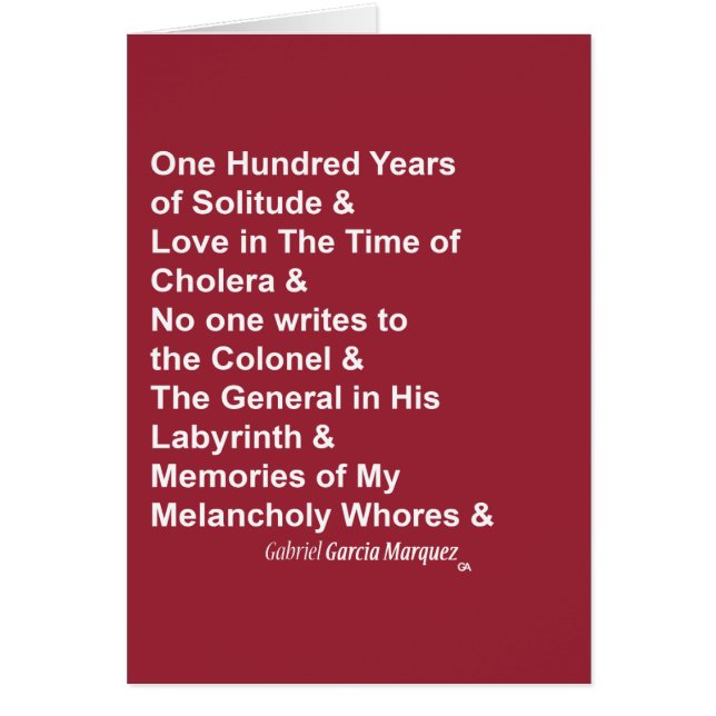 Cartão Gabriel Garcia Marquez (Frente)