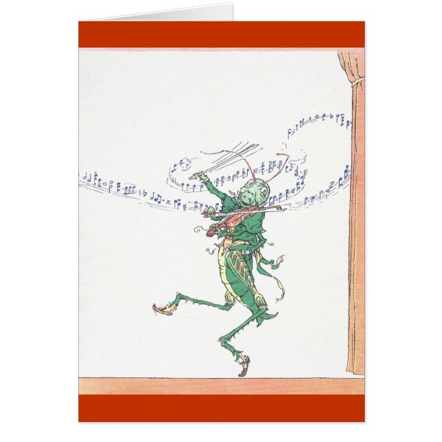 Cartão Gafanhoto musical que joga o violino (Frente)