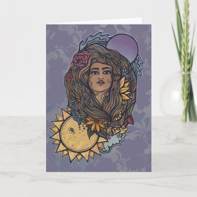 Cartão Gaia mãe Deusa da Terra Tarot do Mundo (Frente)