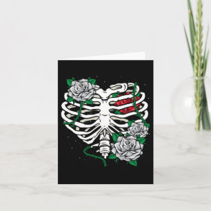 Cartão Gaiola De Costelas Com Flores De Halloween Xray