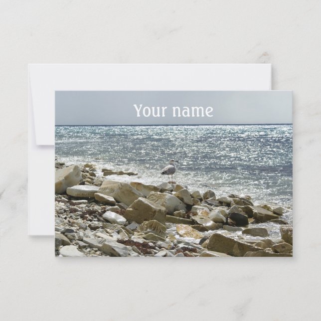 Cartão gaivota e surf do mar (Frente)