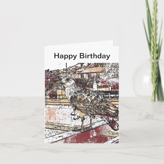 Cartão Gaivota na ponte em Hythe (Frente)