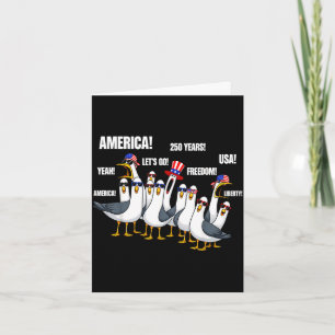 Cartão Gaivotas engraçadas patrióticas 4 de julho américa