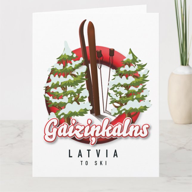 Cartão Gaiziņkalns Logotipo de ski da Letónia (Frente)