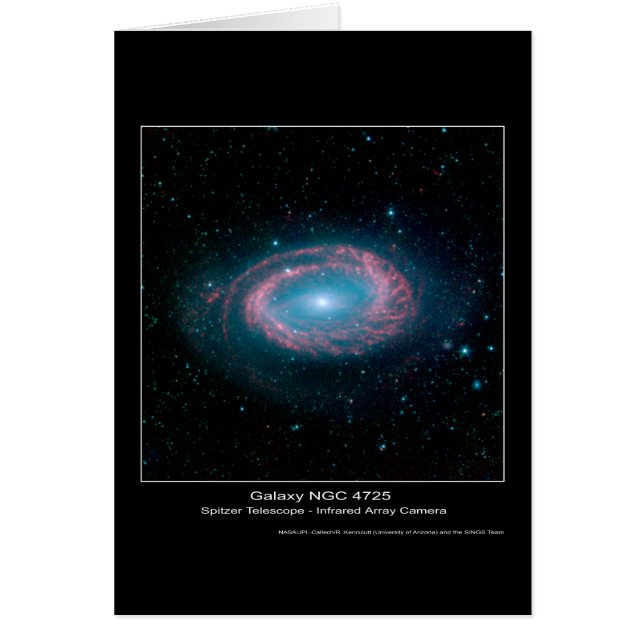 Cartão Galáxia NGC 4725 - telescópio espacial de Spitzer (Frente)