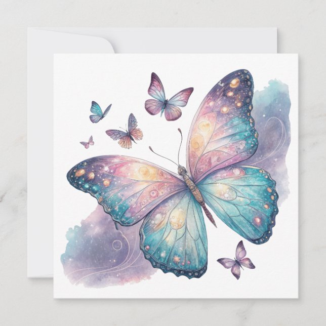 Cartão Galaxy Butterfly with Pastel Celestial Wings  (Frente)