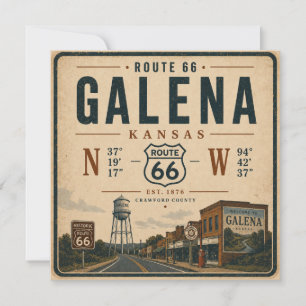 Cartão Galena Kansas Rota 66 Saudações