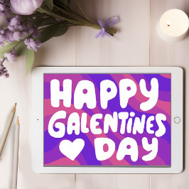 Cartão Galentine Bubble Letters Groovy Retro Digital