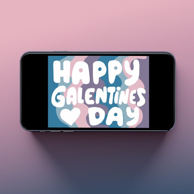 Cartão Galentine Bubble Letters Groovy Retro Digital (Galentine Bubble Letters Groovy Retro Digital Card Online Greeting Email Tree-Free Virtual eCard)