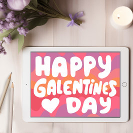 Cartão Galentine Bubble Letters Pink Retro Digital