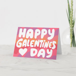 Cartão Galentine Bubble Letters Rosa Curvy Retro Strips