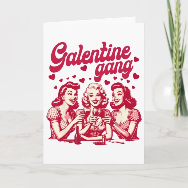 Cartão Galentine Gang Gal Pals Valentine Group Friendship (Frente)