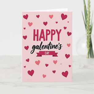 Cartão Galentines de Corações Saltitantes Rosa