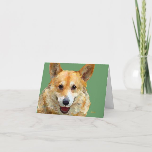 Cartão Galês Corgi "Jazz" Cercas Para Fido (Frente)
