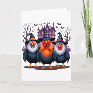 Cartão Galinha bruxa engraçada de Halloween Temporada ass