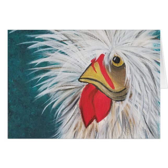 Cartão Galinha de Cabelo Louco (Frente Horizontal)