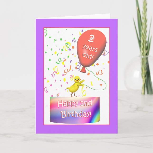 Cartão Galinha de segundo aniversário Feliz (Frente)