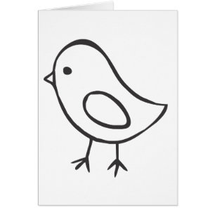 Cartão Galinha do bebê no esboço preto e branco