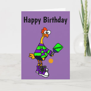 Cartão Galinha Engraçada Jogando Pickleball