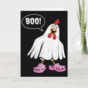 Cartão Galinha Fofa Boo Com Sapatos Rosa Funny Halloween 