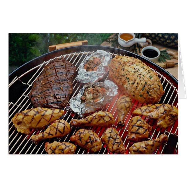 Cartão Galinha grelhada deliciosa (Frente Horizontal)