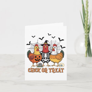 Cartão Galinha Halloween Pintinho De Esqueleto Ou Tratar