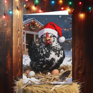 Cartão Galinha Polonesa Festiva e Piadas de Natal Diver