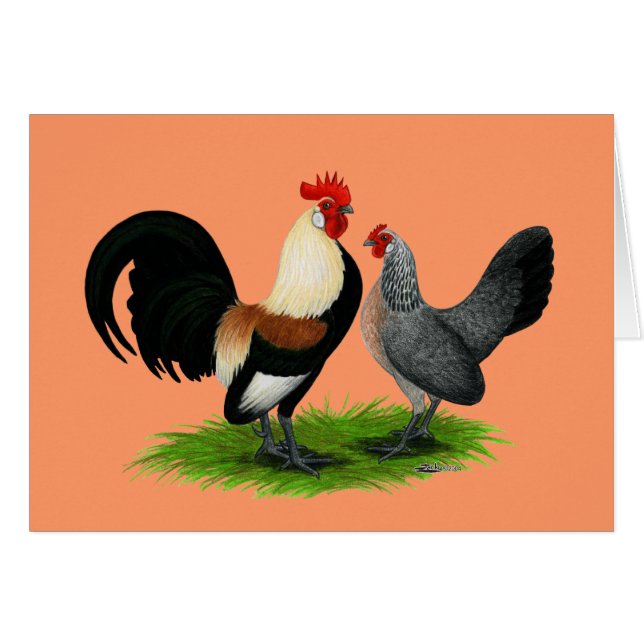 Cartão Galinhas anãs holandesas:  Luz de creme - marrom (Frente Horizontal)