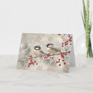 Cartão Galinhas de Cinza com Berries Vermelhos