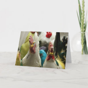 Cartão Galinhas de Vidro Antigo para Todas as Ocasioes