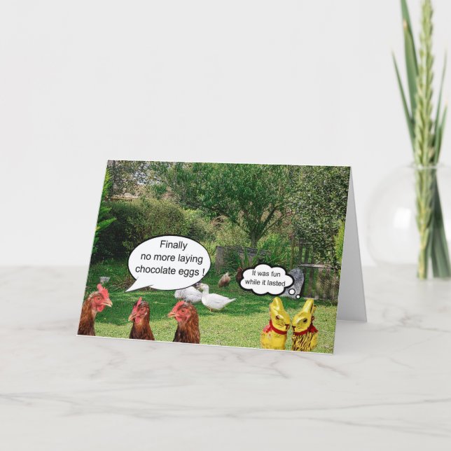 Cartão Galinhas e ovos de Páscoa (Frente)