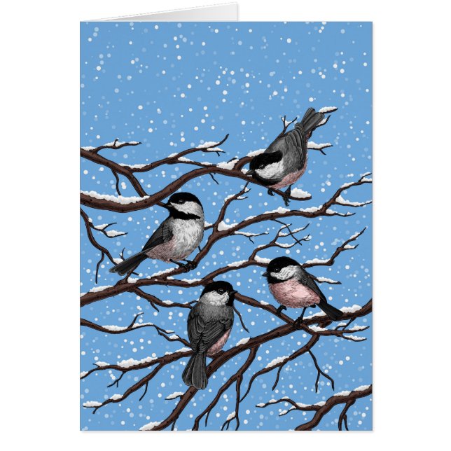 Cartão Galinhas no inverno (Frente)