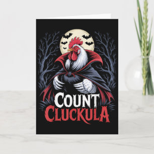 Cartão Galo Conde Cluckula Divertido Dia das Bruxas Vampi