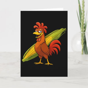 Cartão Galo Engraçado Com Milho Thanksgiving Frango F