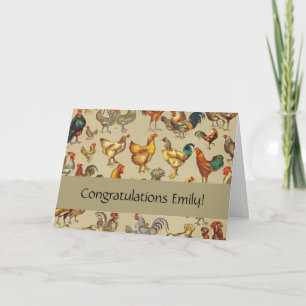 Cartão Galo Fazenda Galinha Aves de capoeira