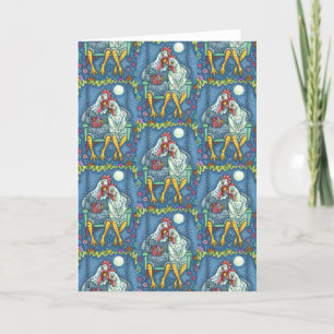 CARTÃO GALO GALINHA SE ACARICIA, ROMANCE DE FRANGO FOFO E