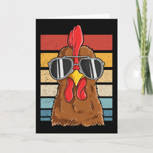 Cartão Galo Legal Frango Usando Óculos Vintage Galinha