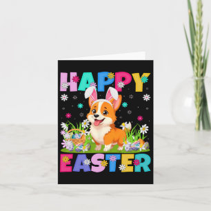 Cartão Galsh Corgi Dog Felz pascoa Ovo Caça Coelho Ea