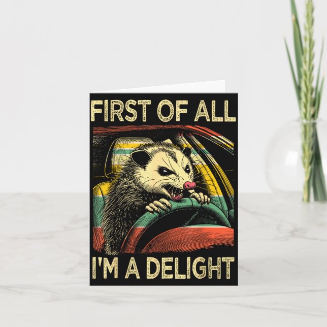 Cartão Gambá Bravo Dirigindo Citação Engraçada Antes de M (Frente)