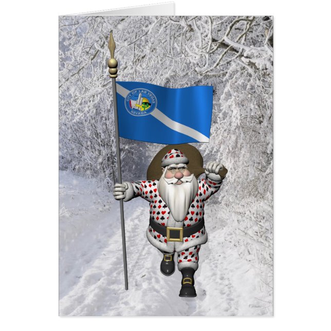 Cartão Gambler Papai Noel Com Alferes De Las Vegas (Frente)