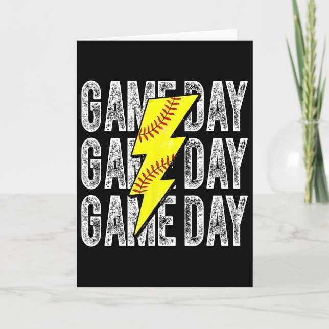 Cartão Game Day Softll Lightning Bolt Softll Mom Dad Girl (Frente)