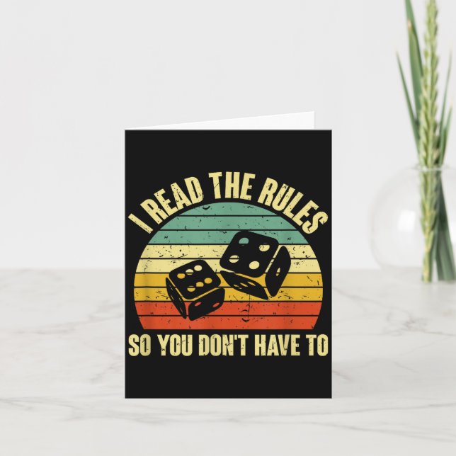 Cartão Game Night Adults Funny Board Games I Read The Rul (Frente)