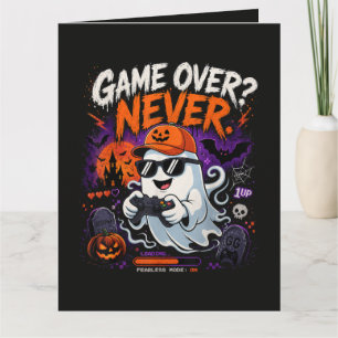 Cartão Game Over Nunca Gamer Fantasma Halloween Engraçado