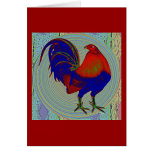 Cartão Gamecock: Galo impressionista