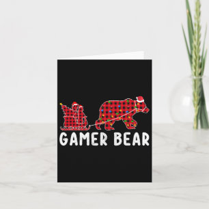Cartão Gamer Bear Sleigh Natal Family Matando Xmas P