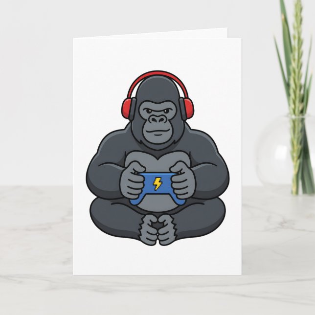Cartão Gamer Bruh Gorilla Video Games Gift for Boys Teen (Frente)