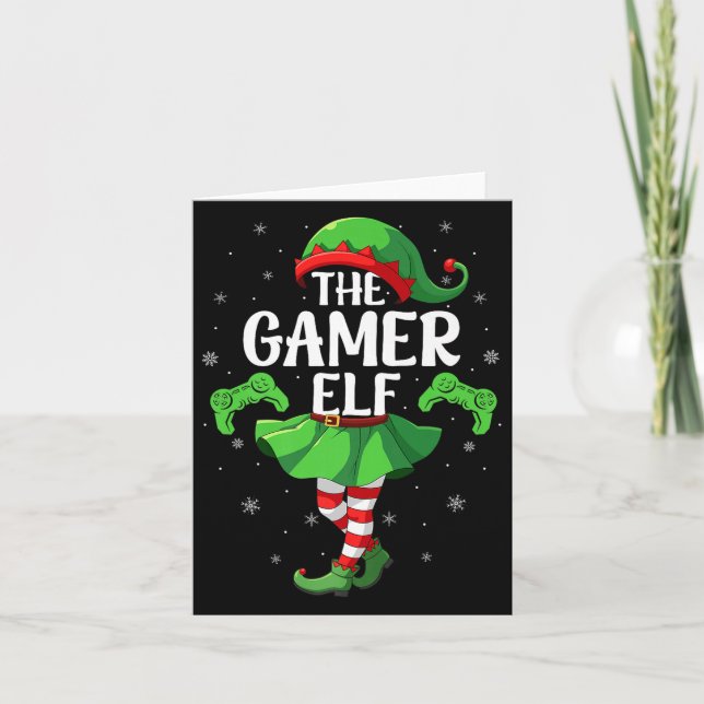 Cartão Gamer Elf Christmas Girls Women Elf Squad Xmas Fam (Frente)