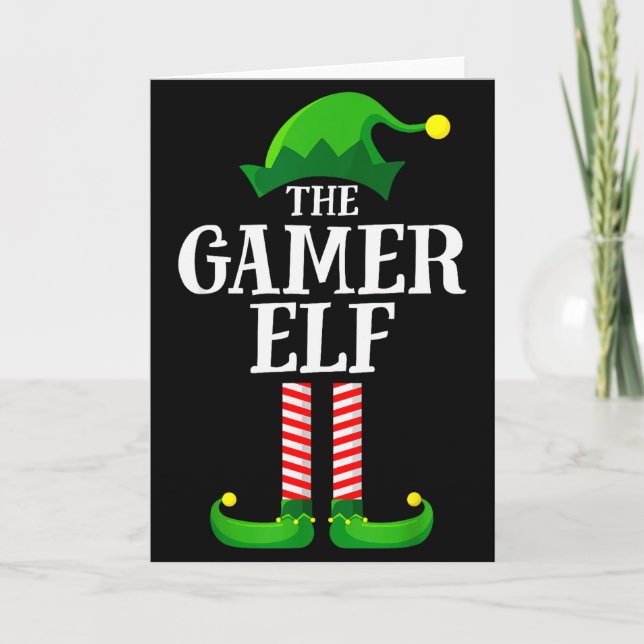 Cartão Gamer Elf Matching Family Group Christmas Party Py (Frente)