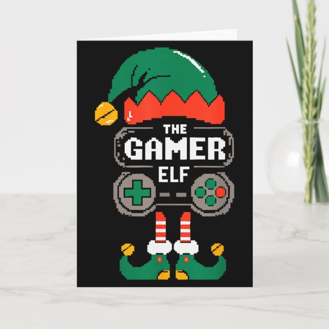 Cartão Gamer Elf Matching Family Group Christmas Party Py (Frente)