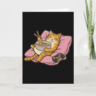 Cartão Gamer Gato Ramen Kawaii Jogos Japonês Mulheres Men